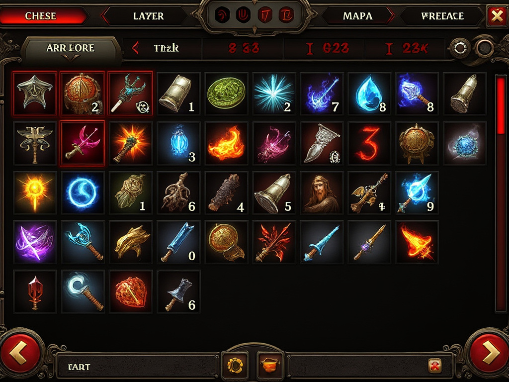 an image of a screenshot from Diablo showing an inventory of loot