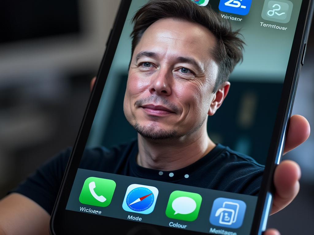 an image of Elon Musk photoshopped inside the X app interface with all of the sidebar icons for the app in the foreground