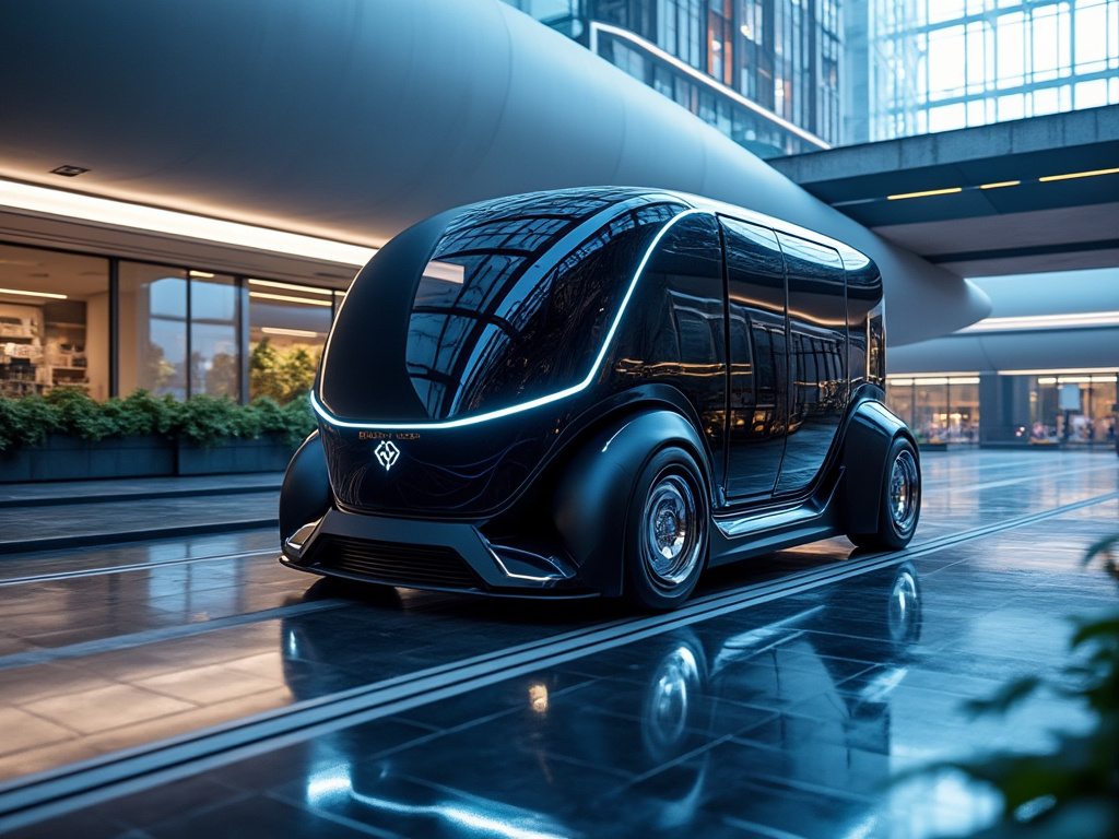 a futuristic image of a large electric vehicle that is a van.