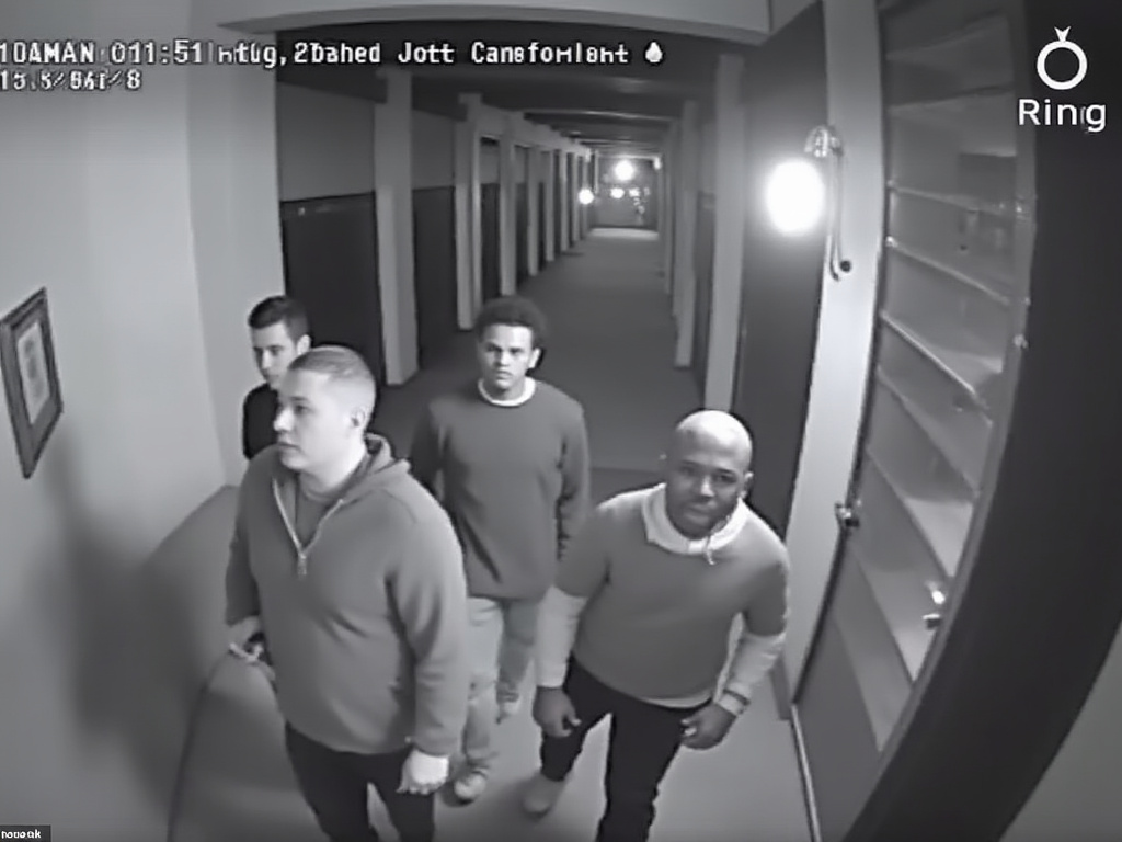 an image of a Ring camera notification showing a group of people stealing the camera itself