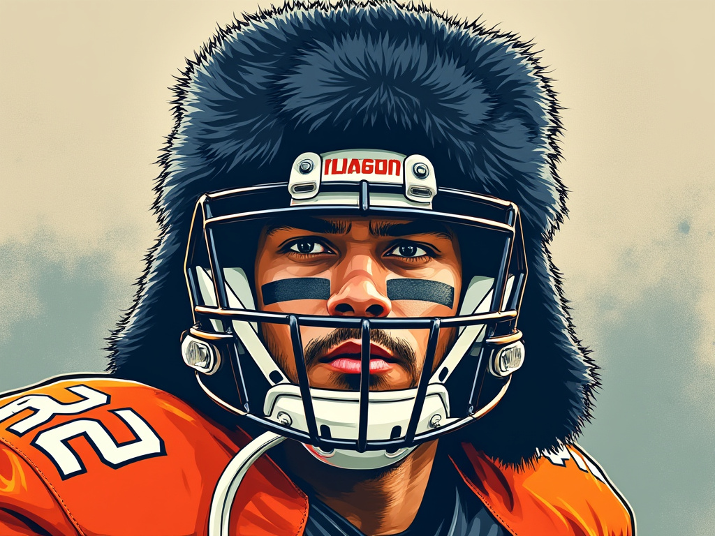 illustration of a football player wearing a puffy guardian cap