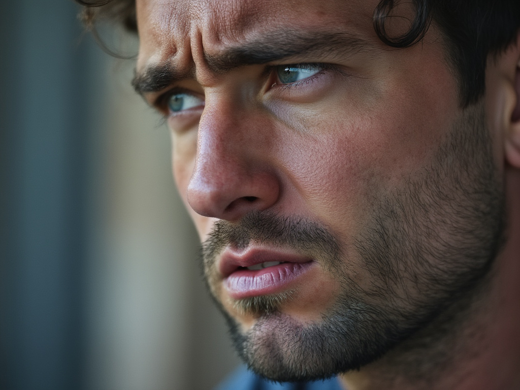 a photo of a man looking frustrated