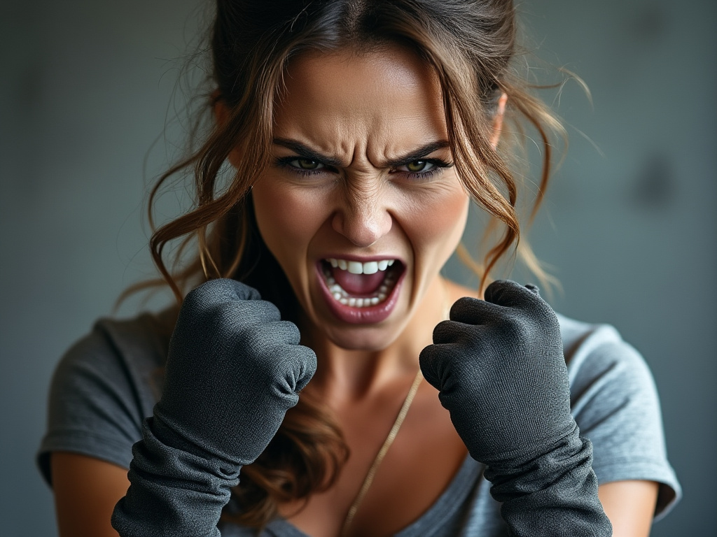 a photo of Angry Katie Warren folding arms with Screenshot Of Acrobat, Microsoft Excel, Gloves