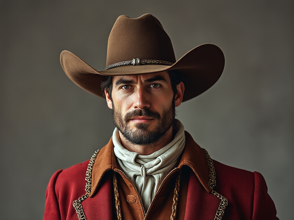 a photo of a cowboy with the words "Generated by AI" in the corners