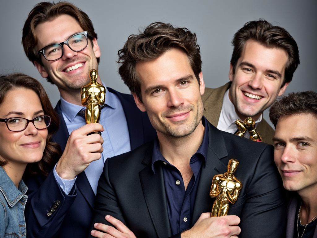 a photo of james marsden with multiple bodies holding different awards