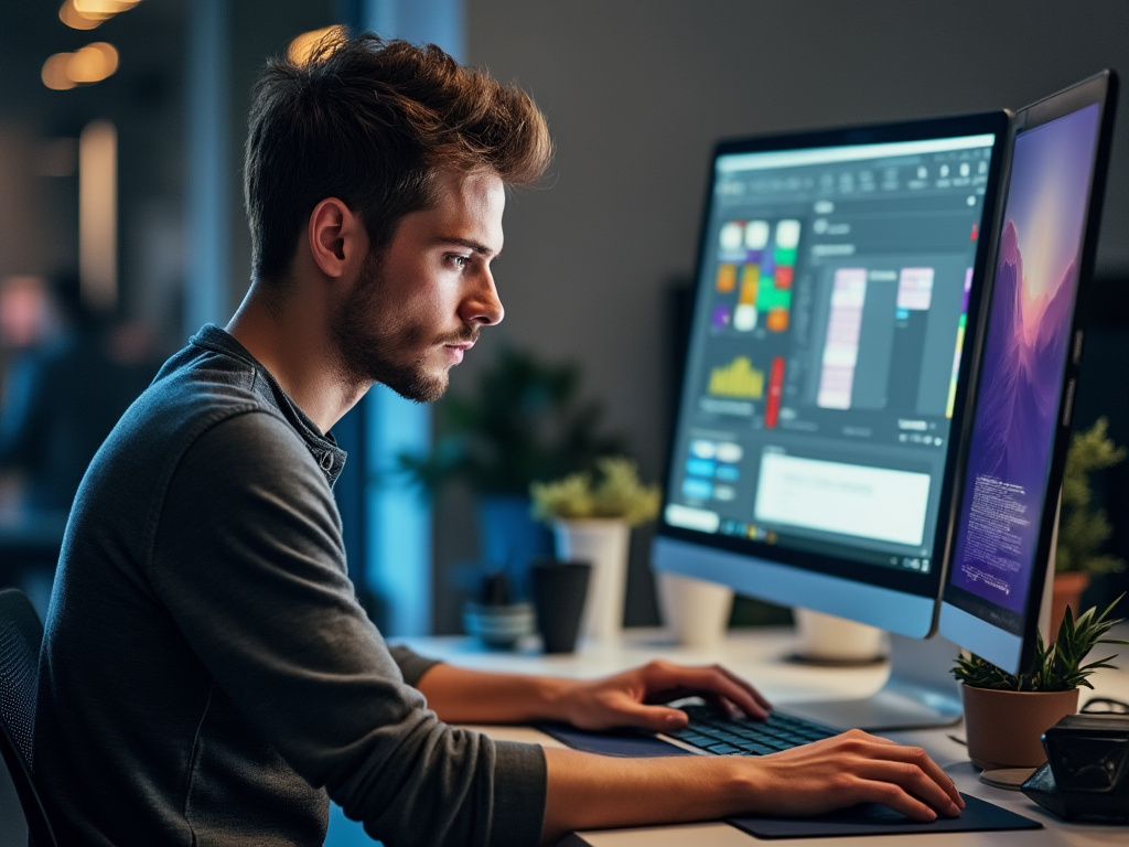 photo of a man staring blankly at his computer