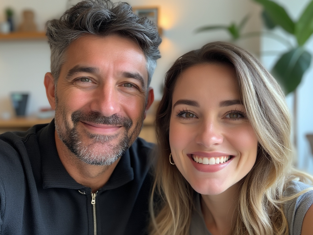 a man and woman video chatting