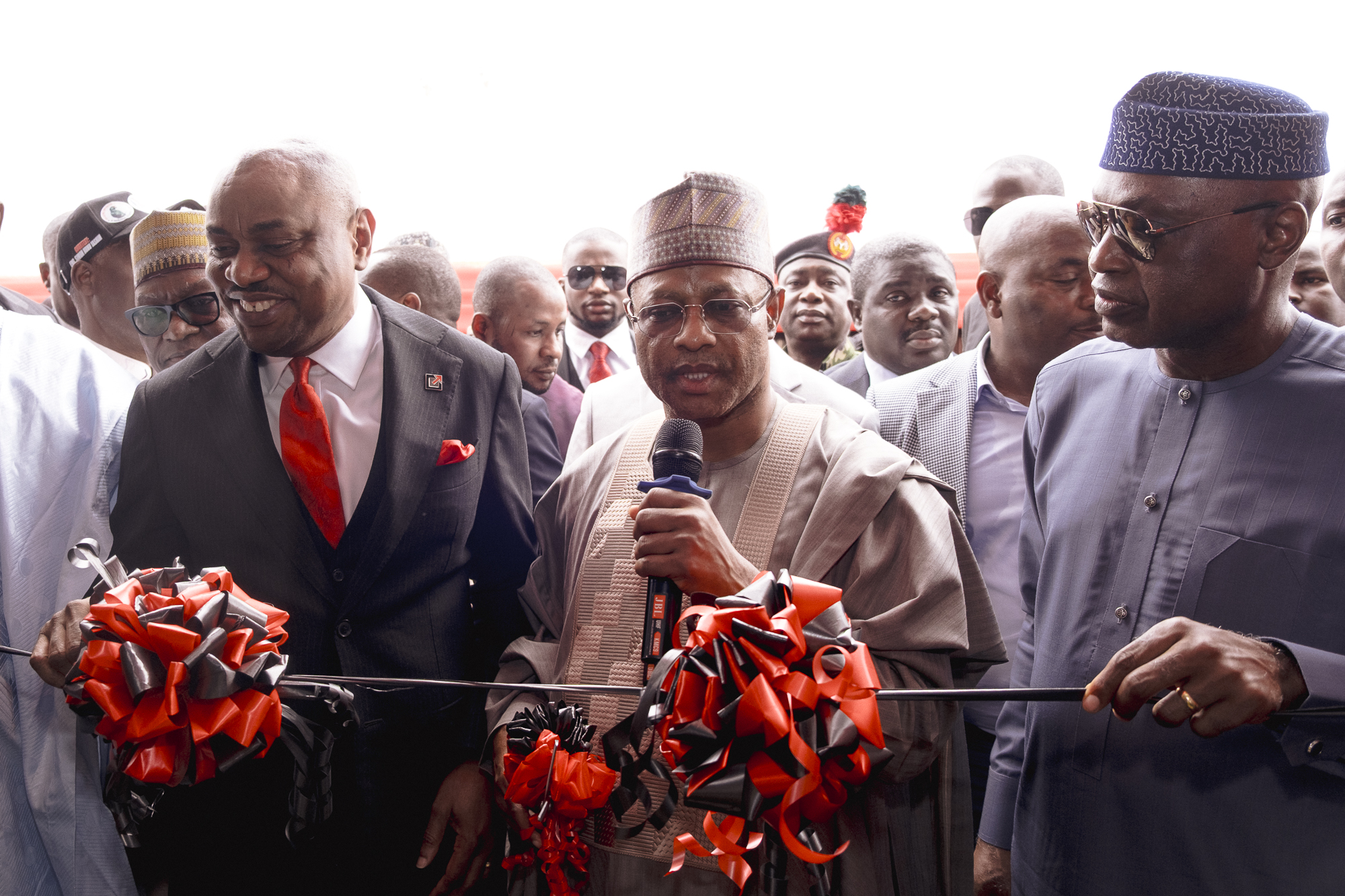 L-R: MD/CEO, PremiumTrust Bank, Dr. Emmanuel Efe Emefienim (CON, FCIB); Executive Governor of Kaduna State, Senator Uba Sani (CON), and Executive Governor of Ekiti State, Hon. Abiodun Oyebanji at the Official Tape Cutting ceremony of PremiumTrust Bank’s new branch in Kaduna State recently.