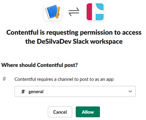 Authorize Contentful in your Slack workspace