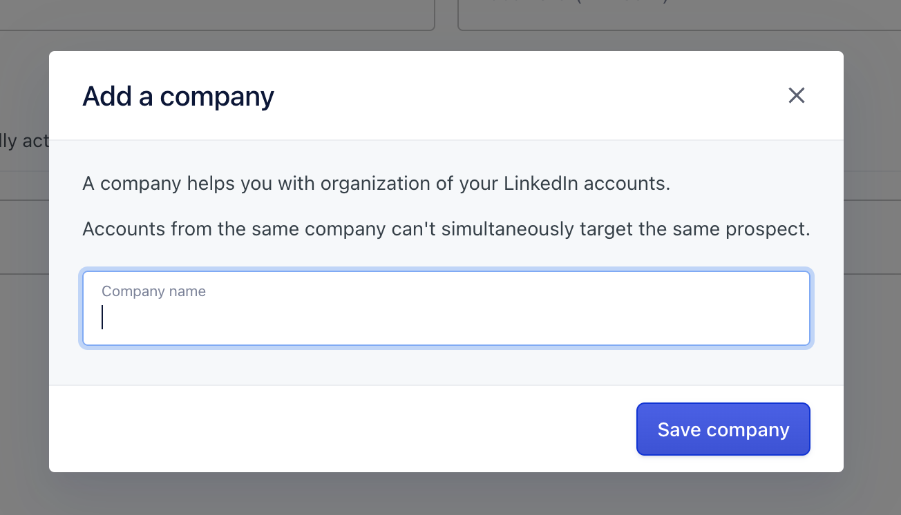 linkedin company dialog