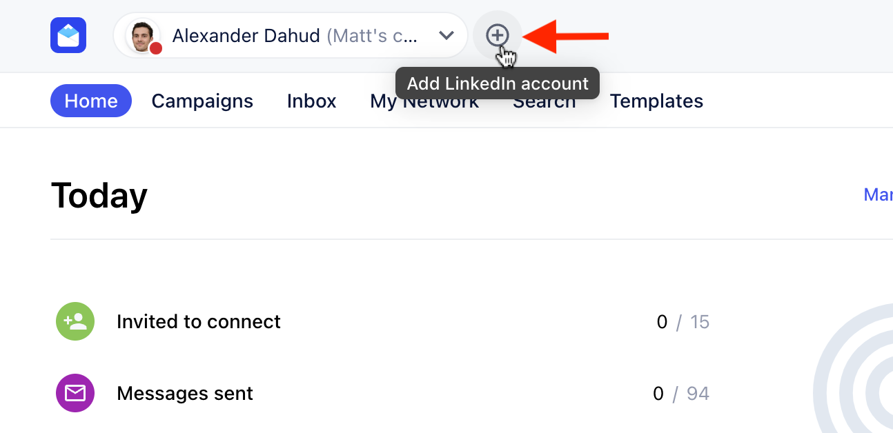 add new linkedin account button