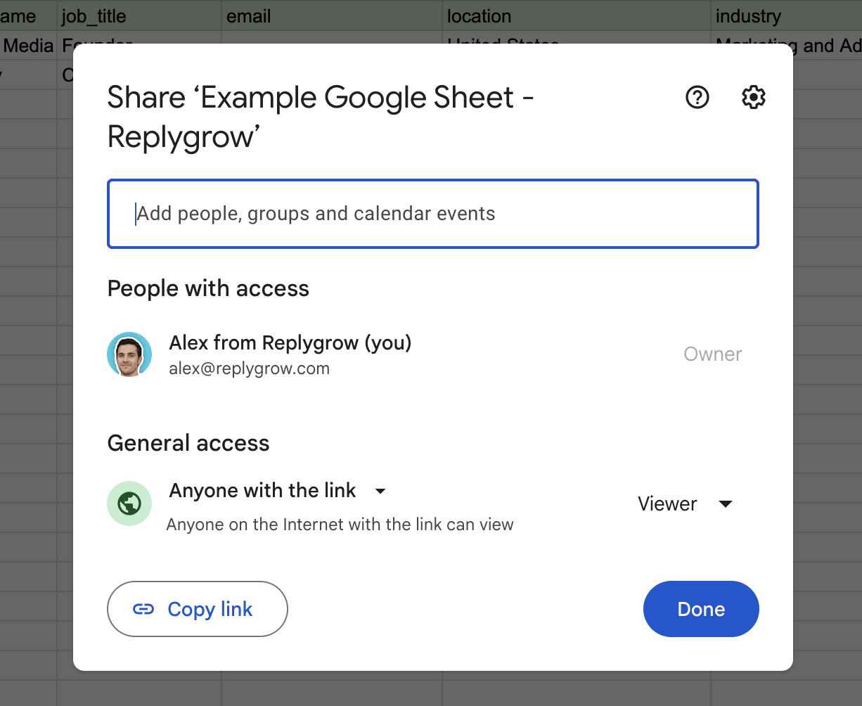 share google sheet