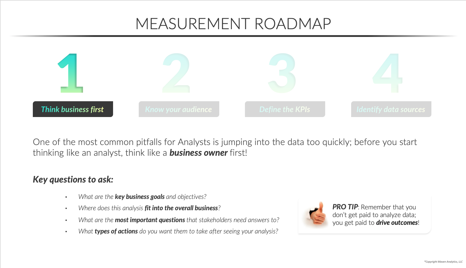Measurement Planning Step 1 - Think Business First