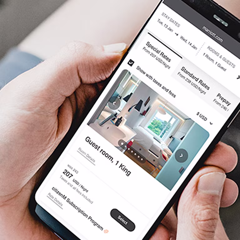 citizenM hotel rates page