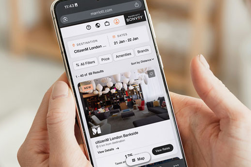booking a citizenM hotel on mobile