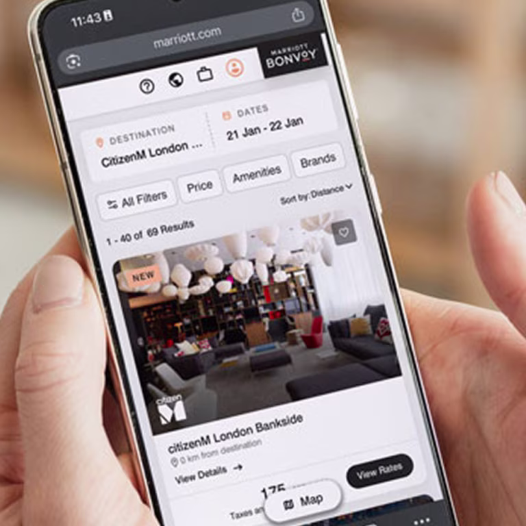booking a citizenM hotel on mobile