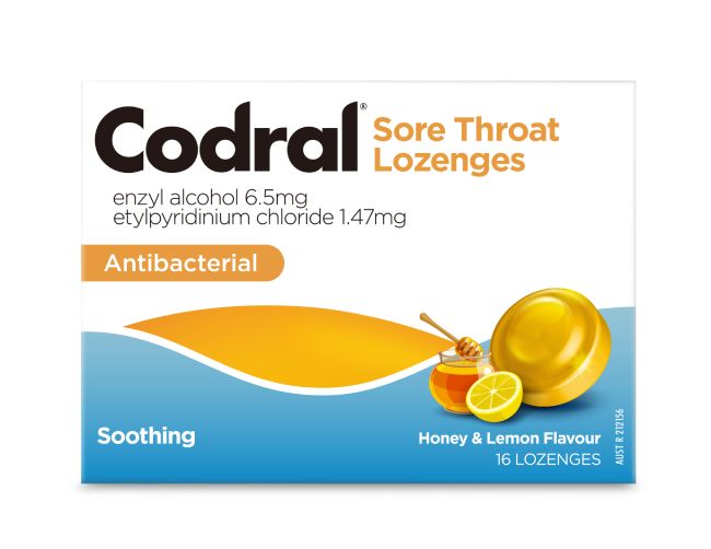 CODRAL® Sore Throat Lozenge Honey & Lemon