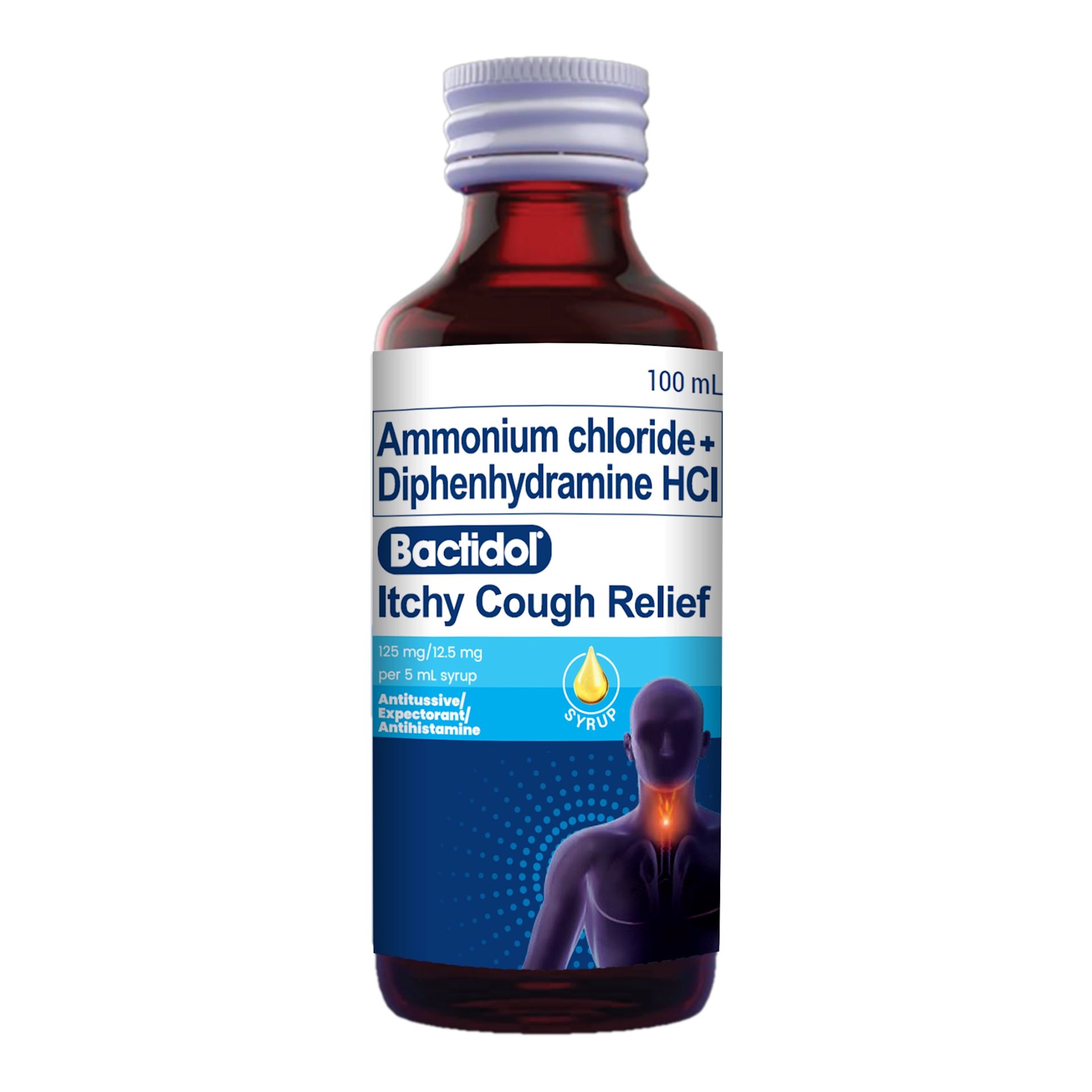 Ammonium Chloride + Diphenhydramine HCL (Bactidol Itchy Cough Relief®) Syrup