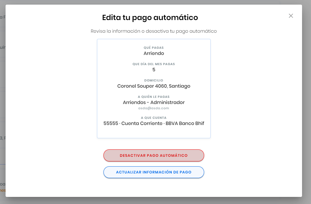 Resumen pago automático