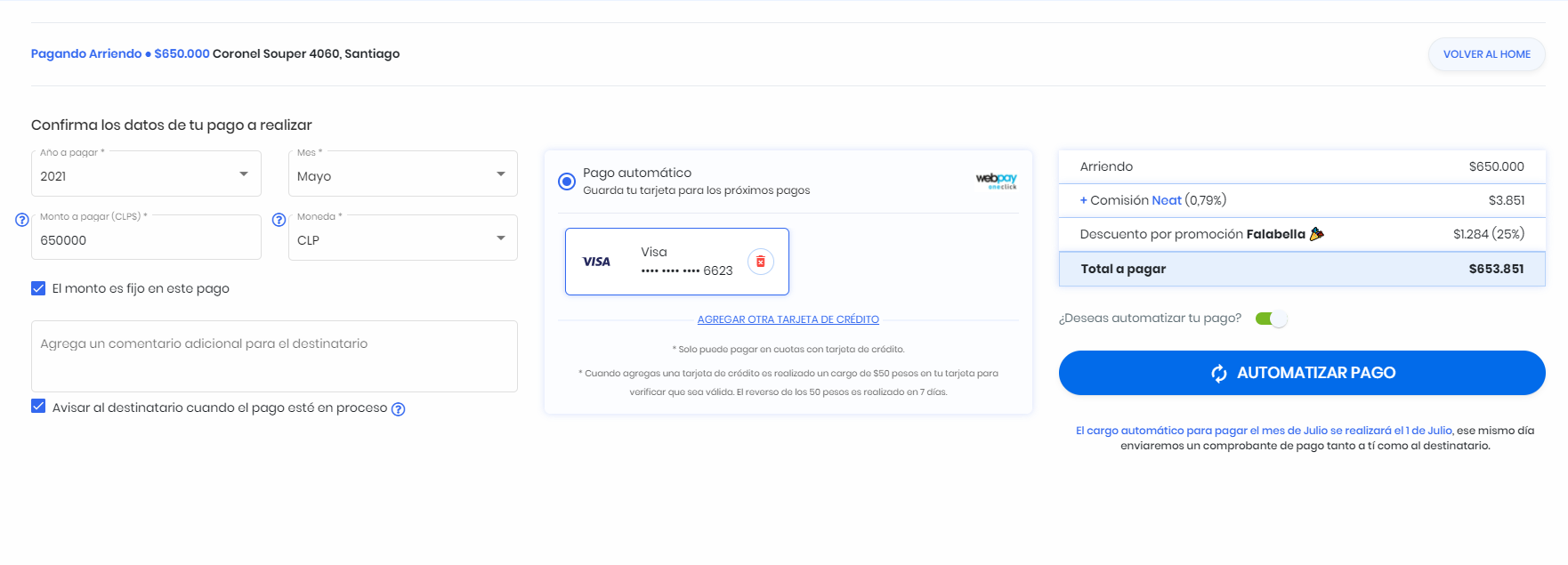 Comprobación tarjeta de crédito