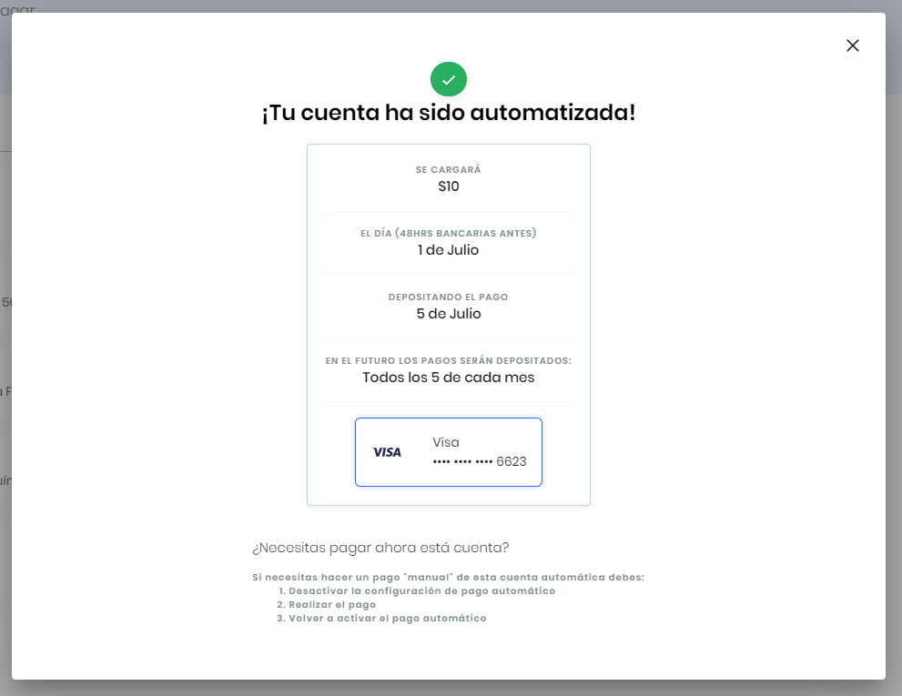 Verificación pago automático