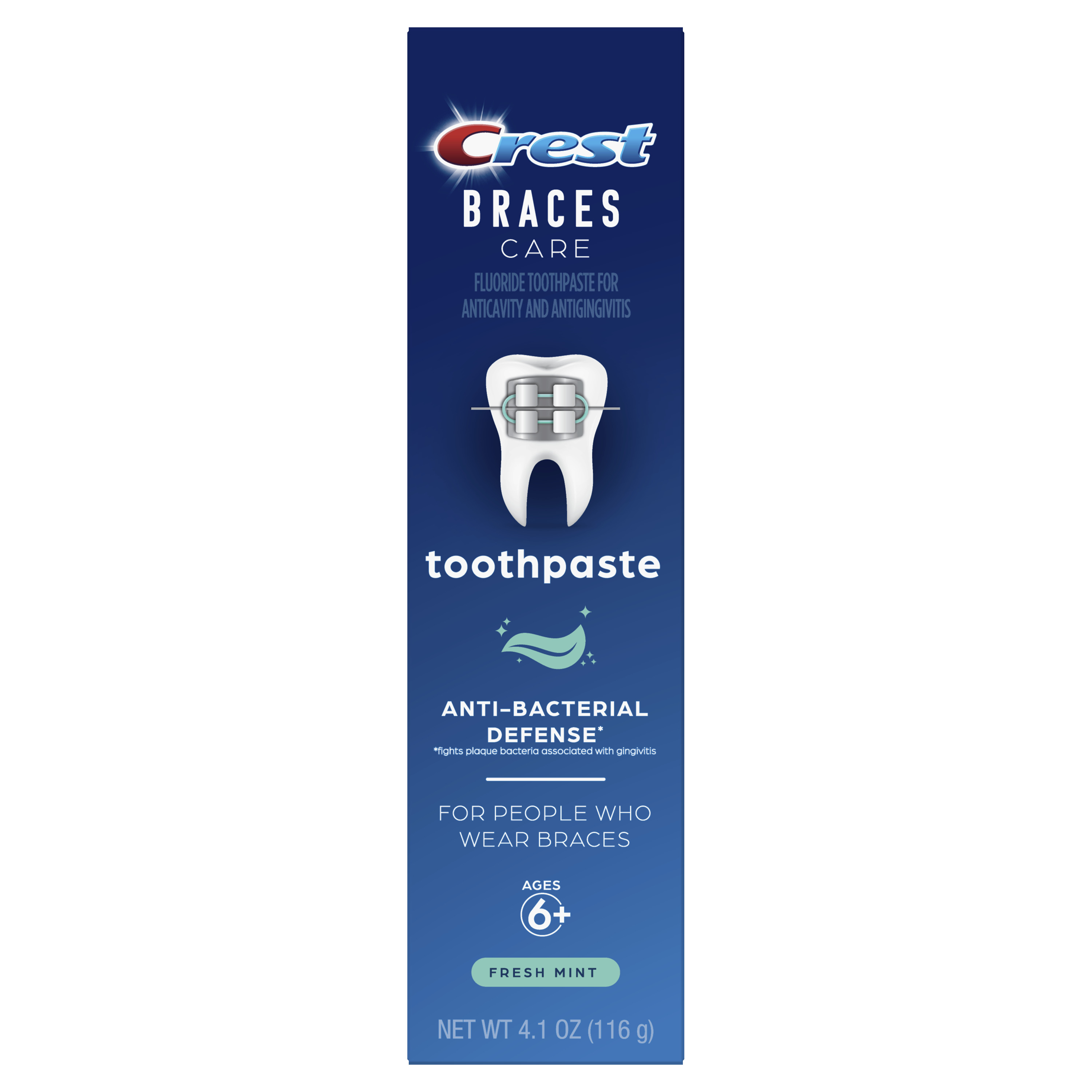 Crest Braces Care Toothpaste, Anti-Bacterial with Fluoride, Fresh 