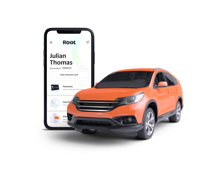 app screen and orange car