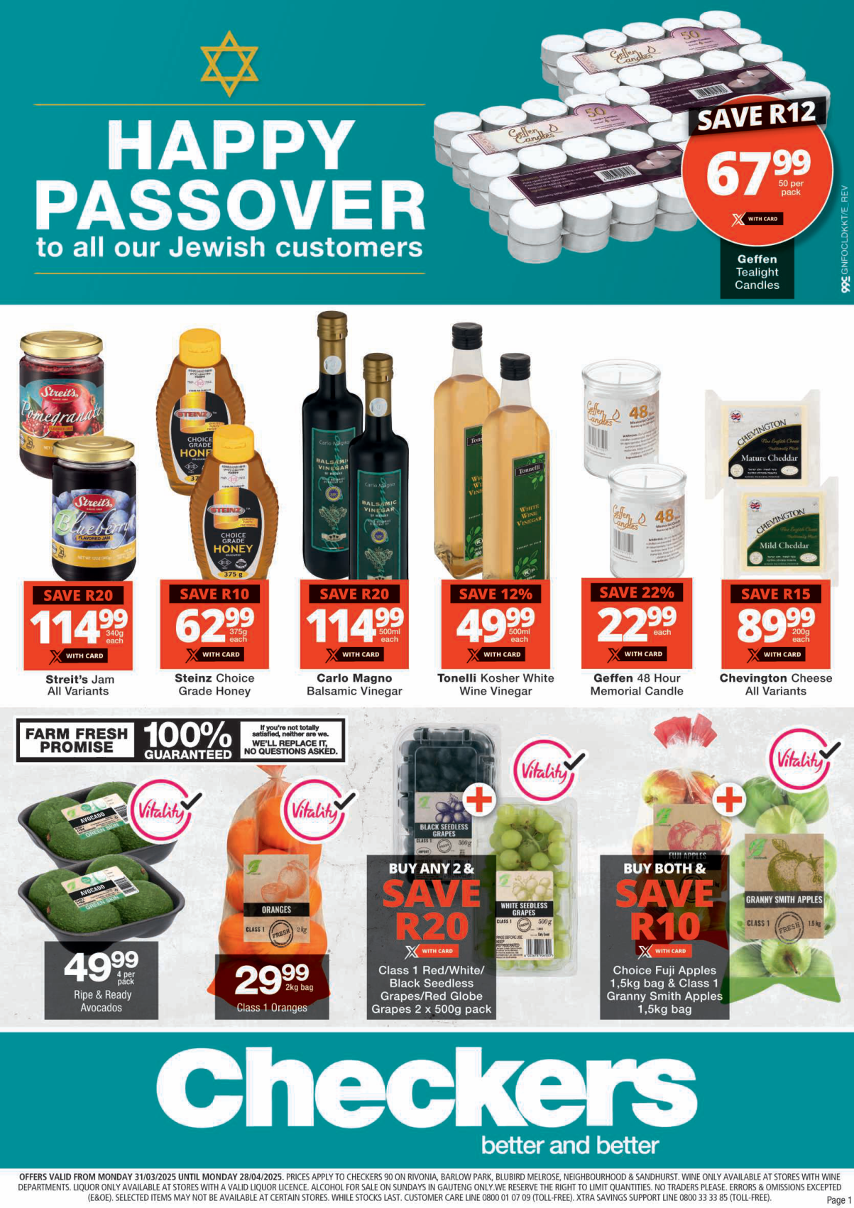 Checkers catalogue - Checkers Passover Promotion 31 March - 28 April - Valid until 29 April 2025 - Available in Gauteng