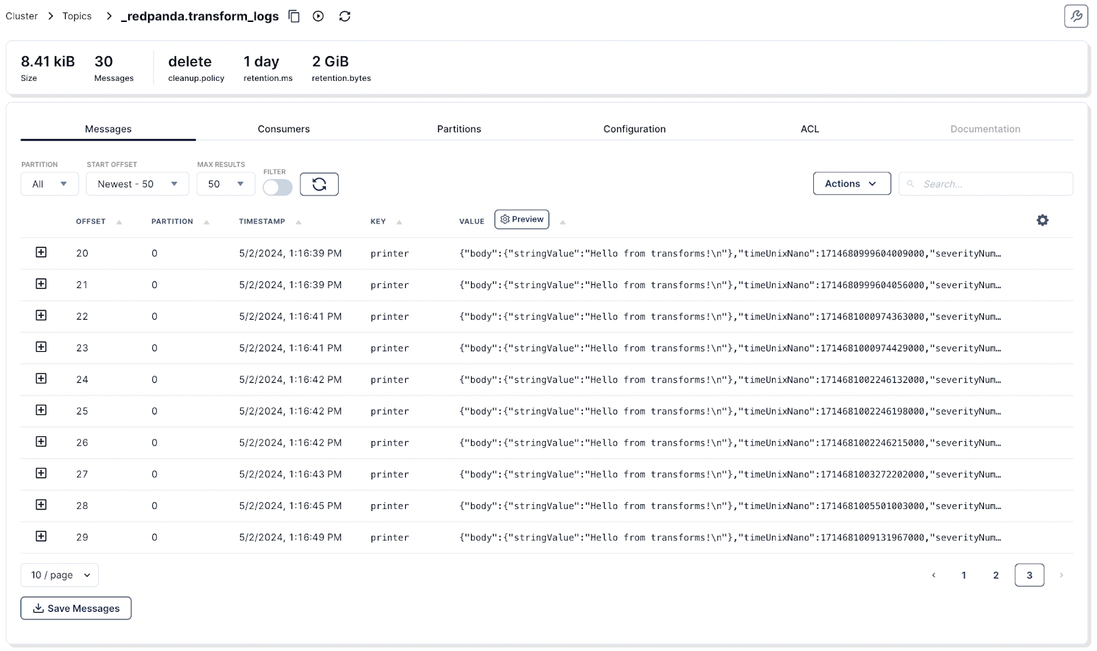 Runtime logs for Data Transforms are now available using the rpk CLI and Redpanda Console