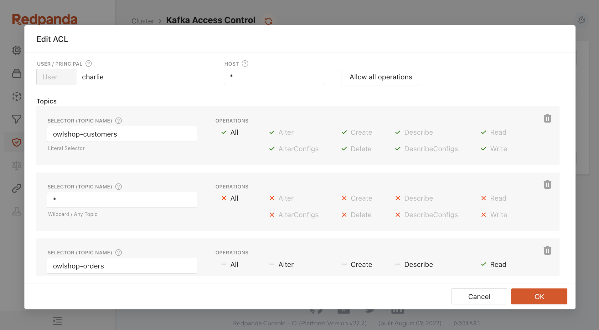 redpanda console UI 1