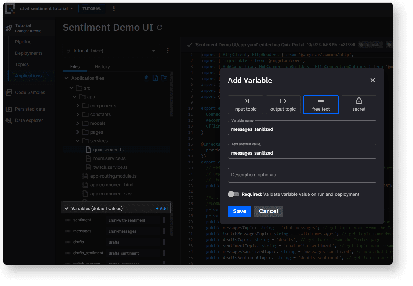 Adding a topic variable.