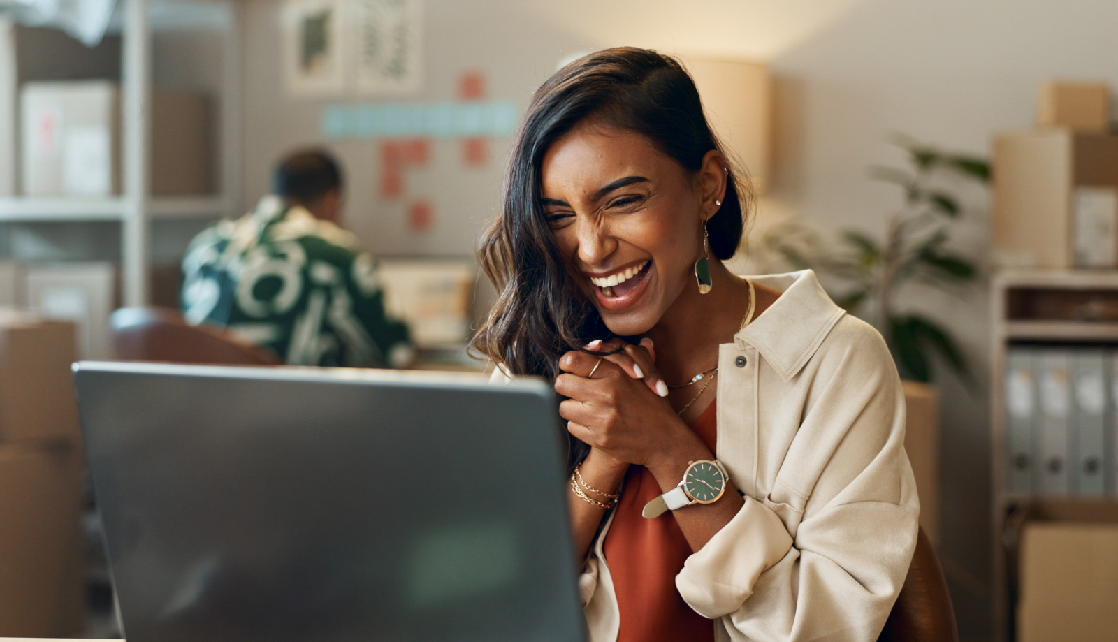 Woman on laptop at home