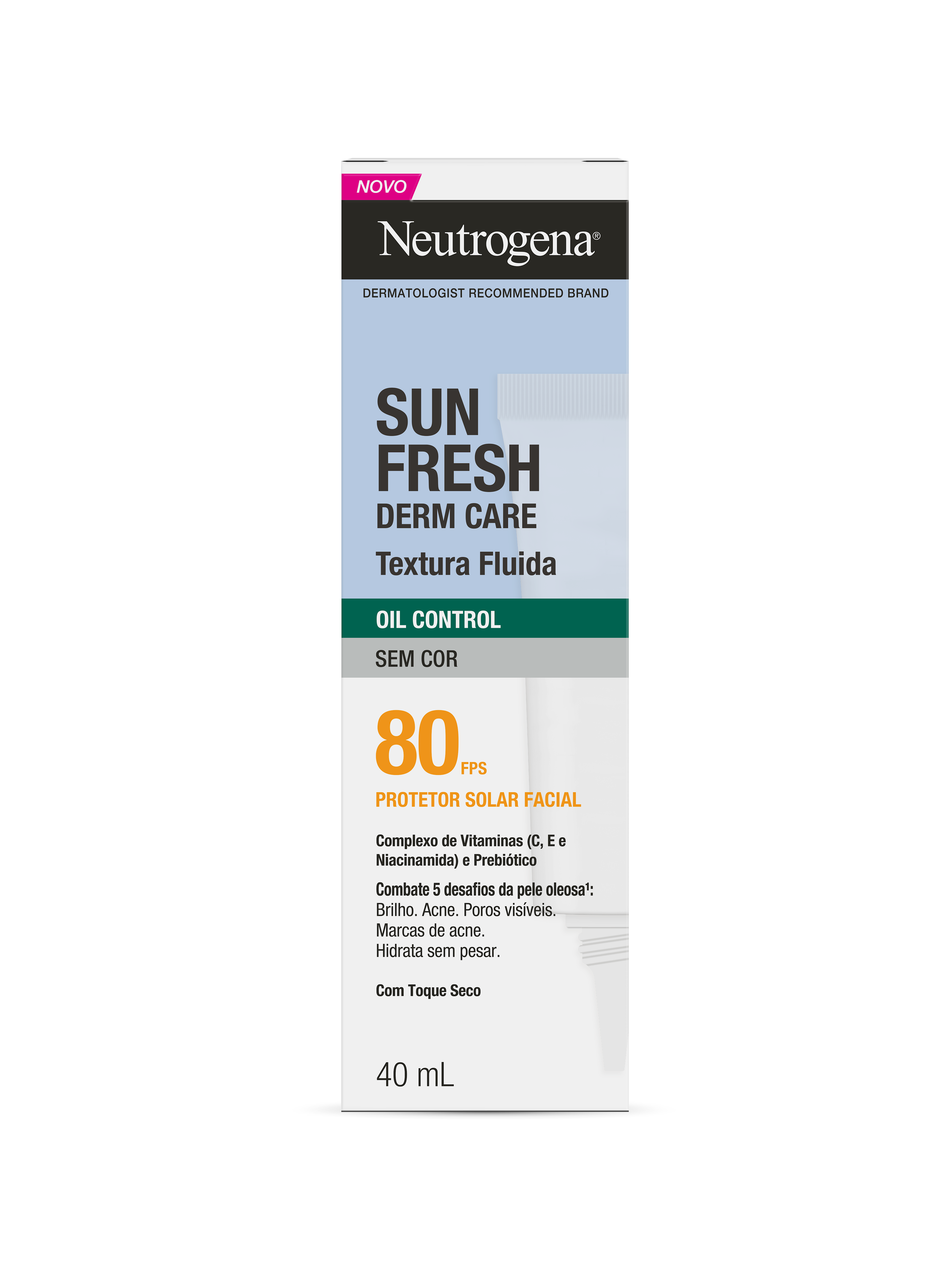 Neutrogena Sun Fresh Derm Care Oil Control Fluido Sem Cor FPS 80​