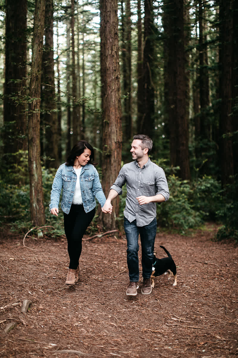 oakland-gloomy-redwood-engagement-session-with-puppy-2