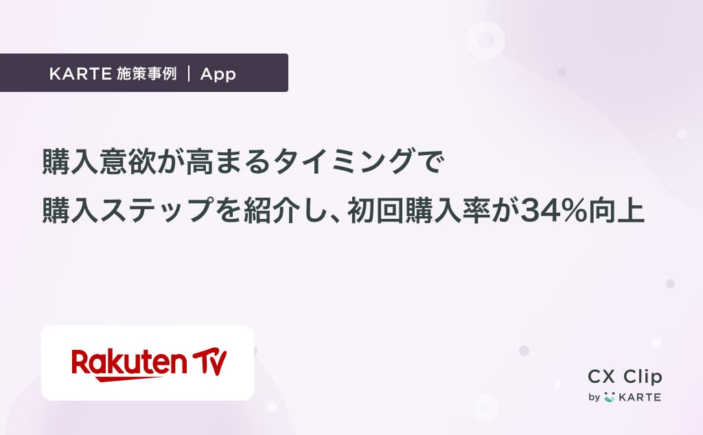 購入意欲が高まるタイミングで購入ステップを紹介し 初回購入率が34 向上 Rakutentv Cx Clip By Karte 購入意欲が高まるタイミングで購入ステップを紹介し 初回購入率が34 向上 Rakutentv Cx Clip By Karte