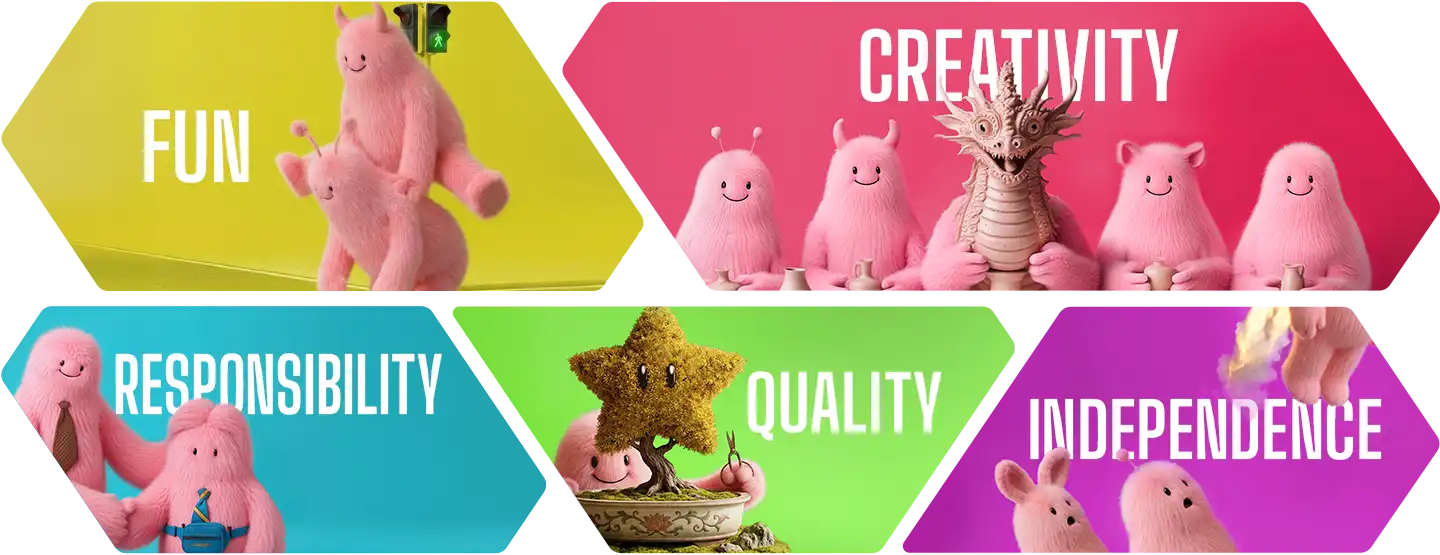 BIBORG - AGENCY VALUES - FUN - CREATIVITY - RESPONSABILITY - QUALITY - INDEPENDENCE