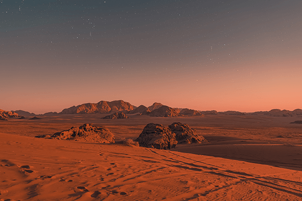 The landscape of planet Mars.