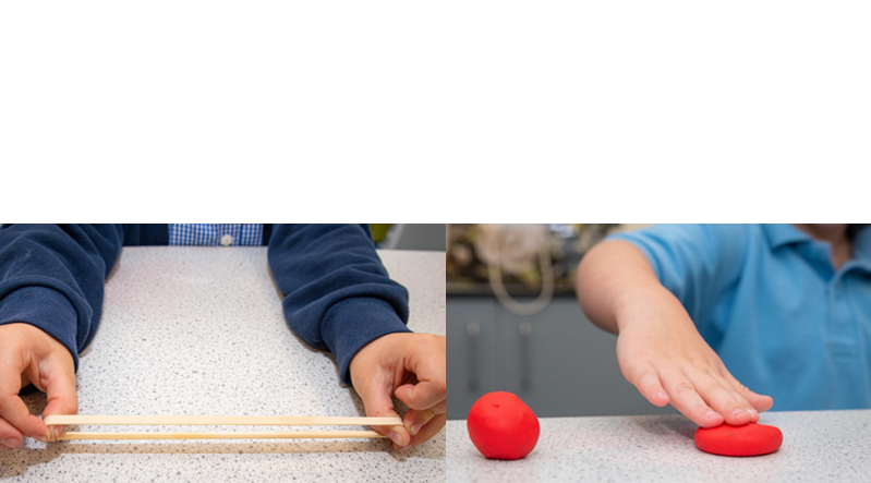 An extended elastic band and some squished modelling dough.