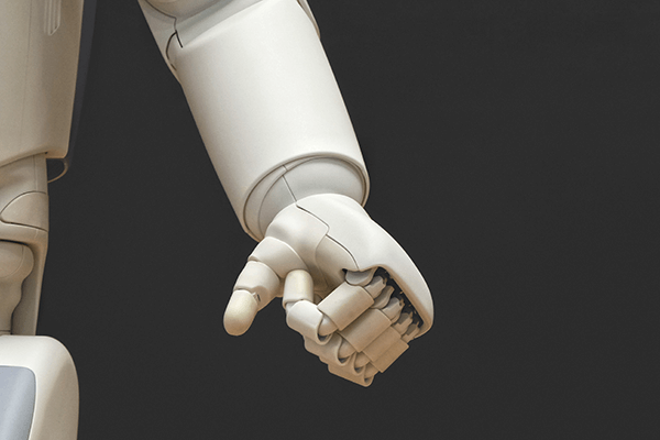 A white robotic arm and hand.