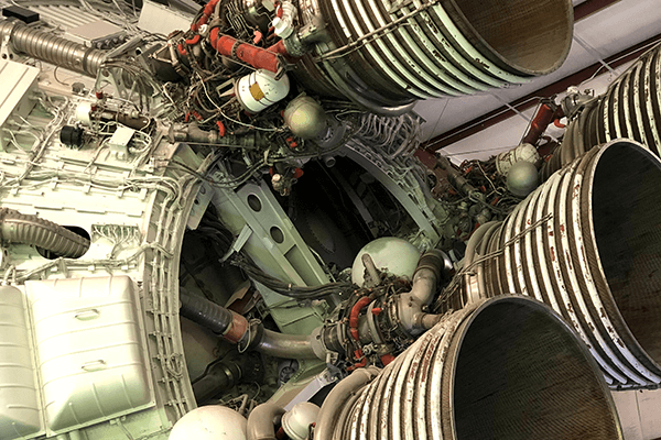 The tail end of a space shuttle.