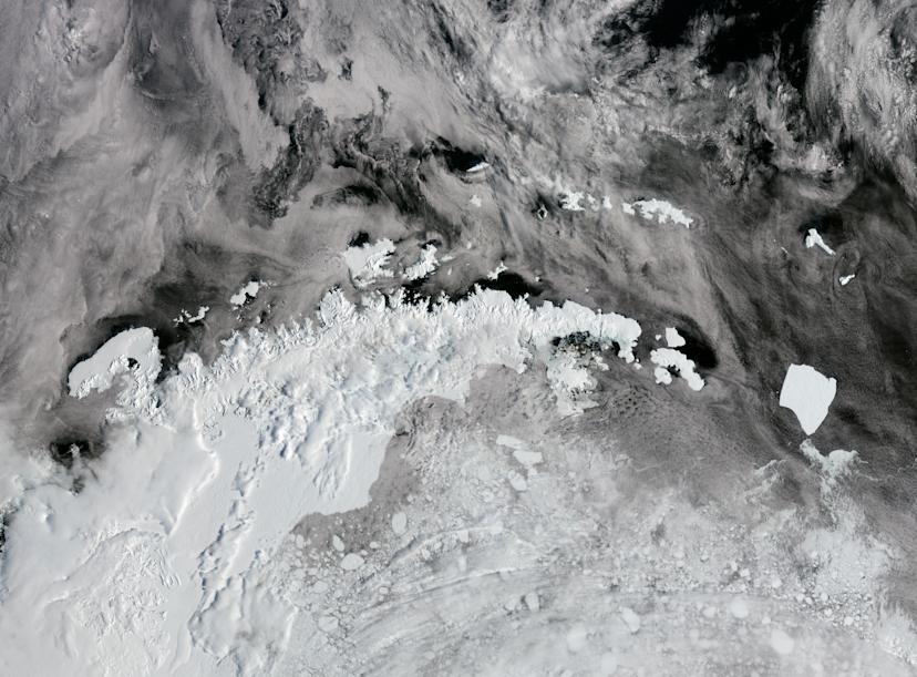 Satellite image of ice caps on earth