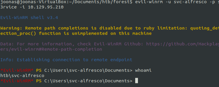 evil-winrm-svc-acoount