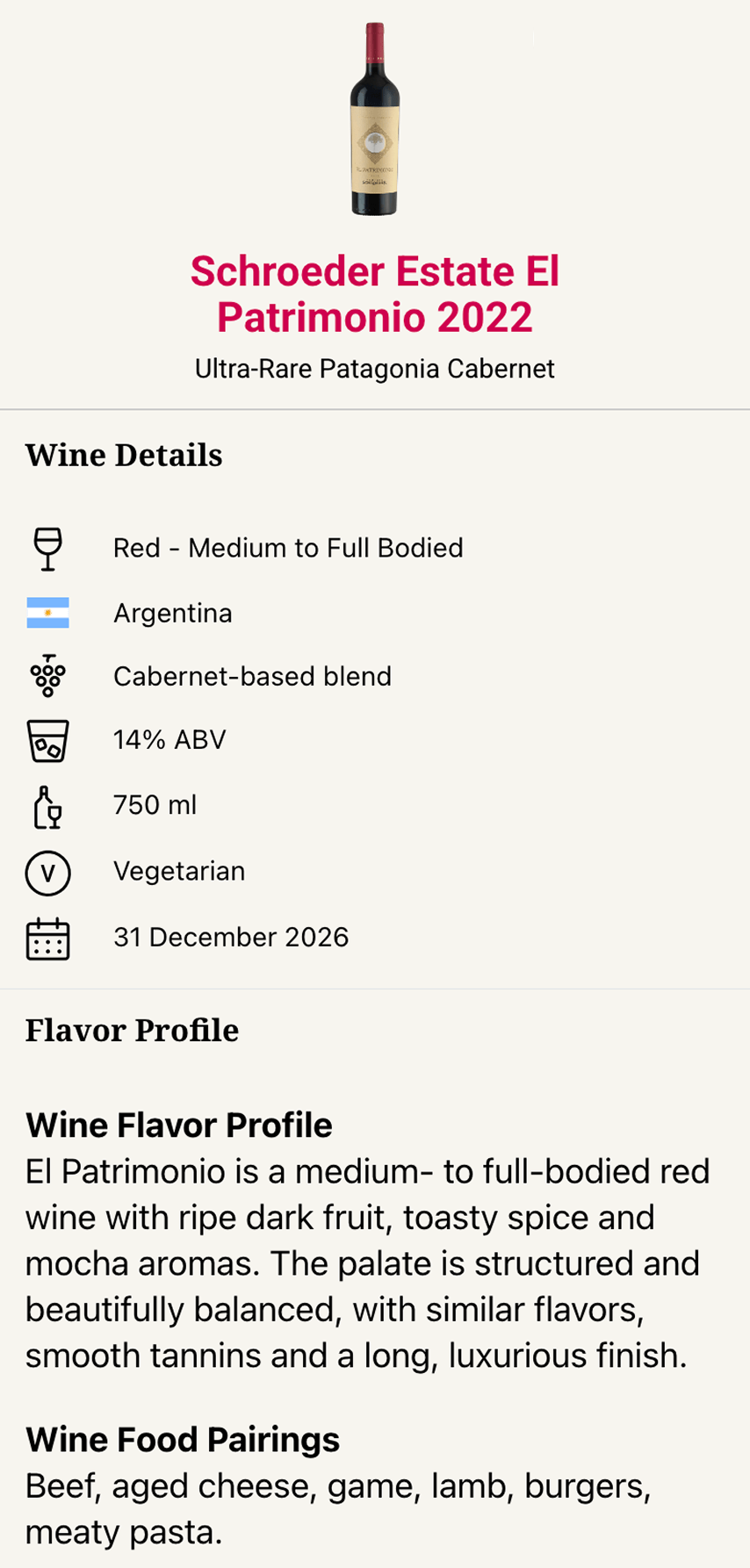 VP El Patrimonio Wine image