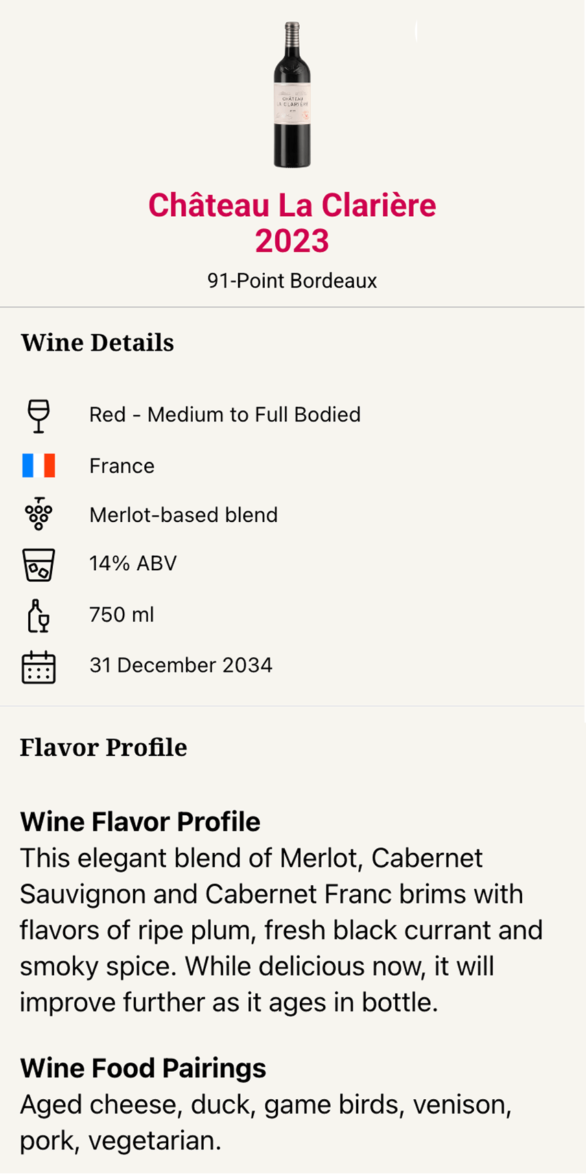 VP La Clariere Wine Image