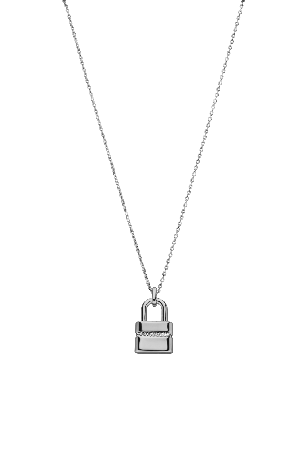 Sparkling Padlock Necklace Silver 