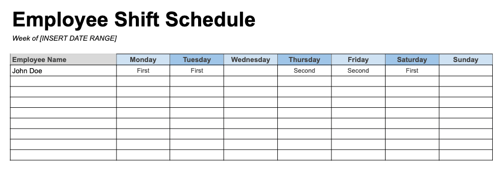 excel template shift schedule