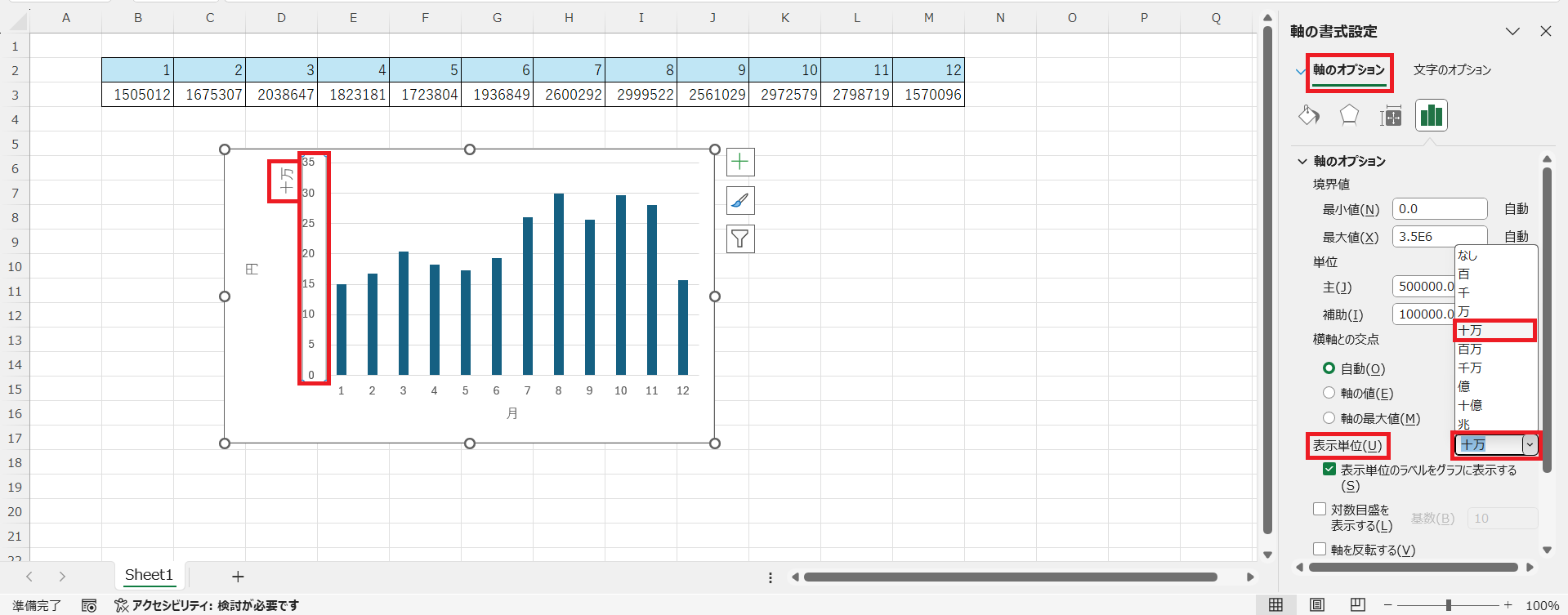 Excelのグラフで単位の表示を調整する方法 | Indeed (インディード)