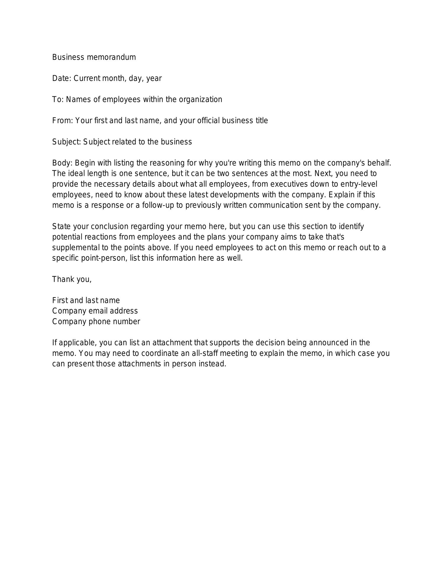 How To Write A Business Memo With Template And Examples 9820