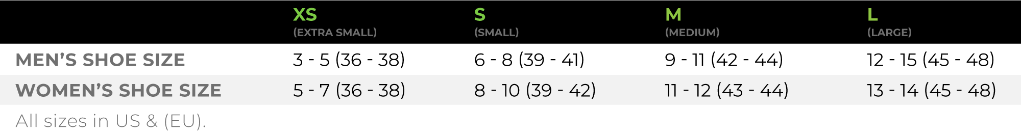 shoe size chart us to eu