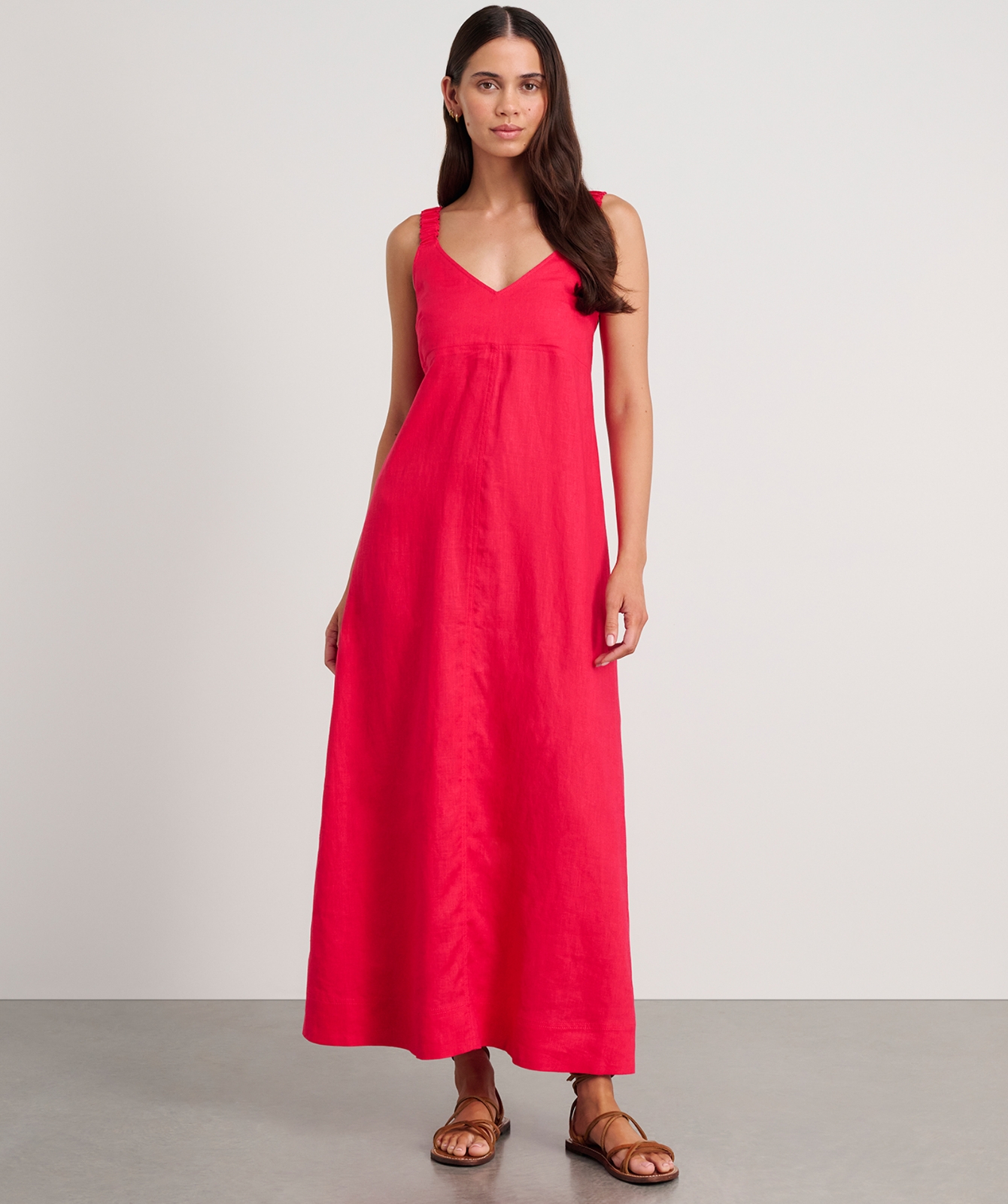 Sara Linen Midi Dress